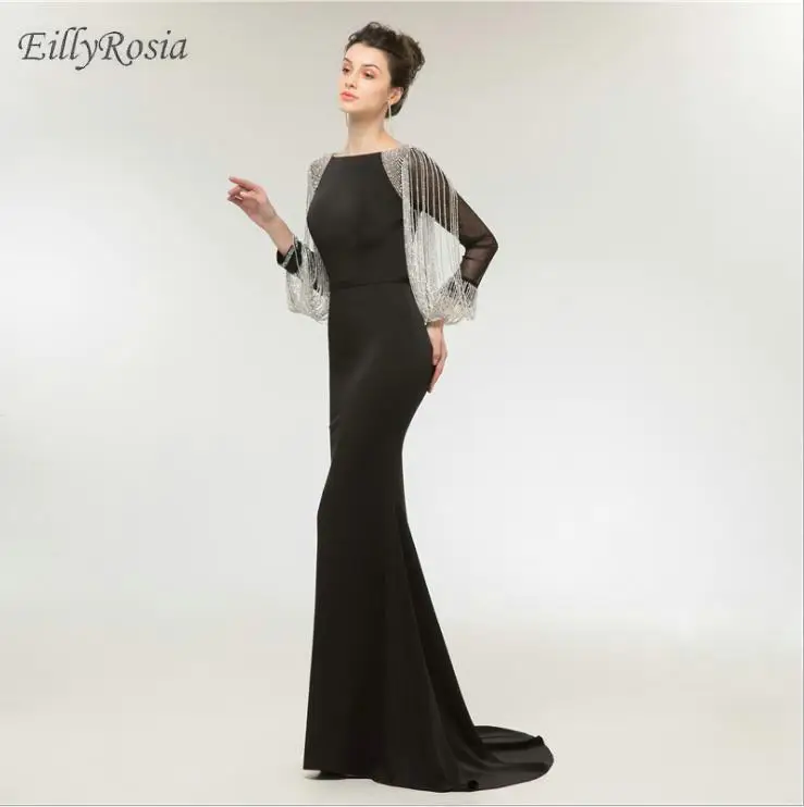 black long sleeve evening gown