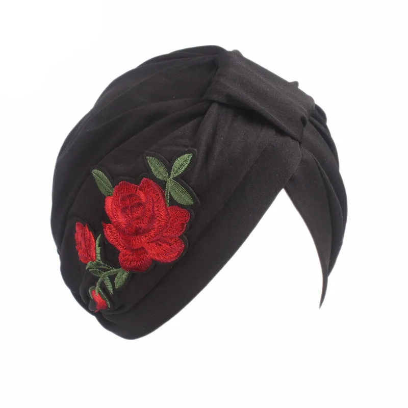 

Muslim Women Elastic Print Rose Flower Turban Hat Headwear Bandana Scarf Chemo Beanies Cap Head Wrap For Cancer Hair Accessories