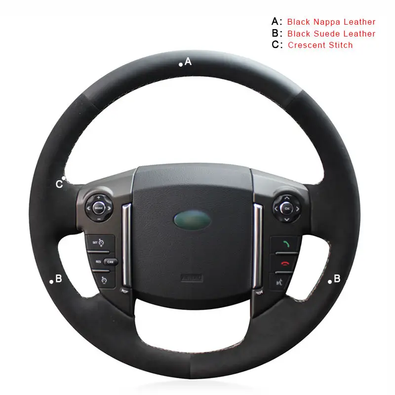 Чехол для автомобильного руля кожаный для Land Rover freelander 2 2013- ручная швейная Автоматическая Оплетка на руль Крышка для автомобиля-Стайлинг - Название цвета: Nappa and Suede