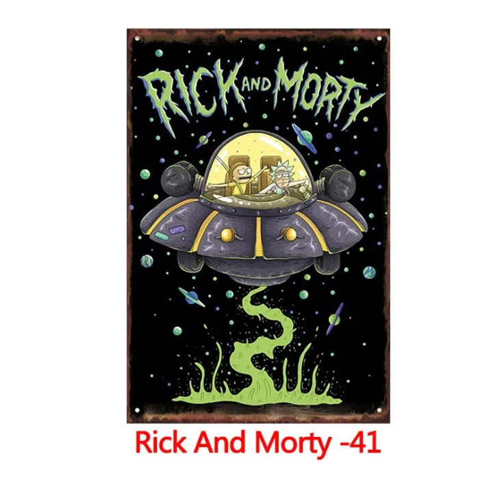 Рик и Морти металлическая жестяная вывеска настенная декоративная жестяная пластина винтажный домашний декор плакат табличка металлические ретро обои украшение для гостиной - Цвет: Rick And Morty 41