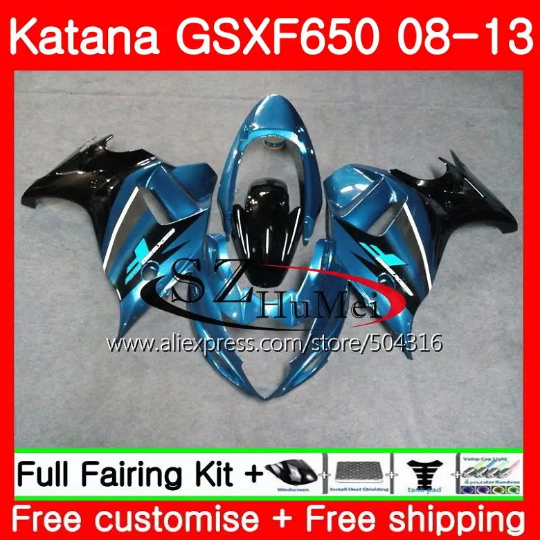 Корпус обтекателя Для SUZUKI голубая черная Катана GSXF 650 GSXF650 08 09 10 11 12 13 40SH22 650F GSX650F 2008