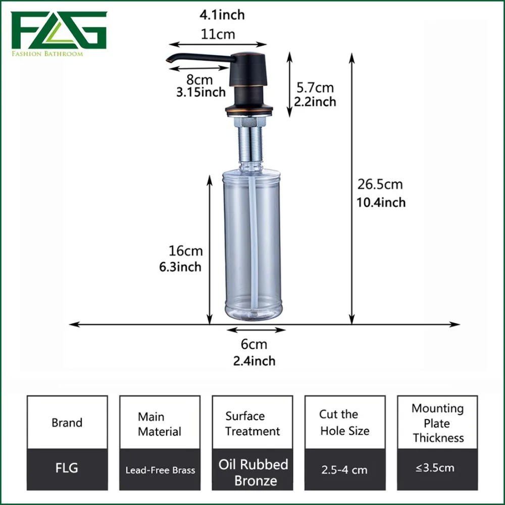 FLG дозаторы жидкого мыла для кухонной раковины бортике медь и пластиковая бутылка вручную шампунь масло втирают мыло диспенсер