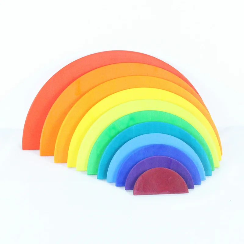11pcs rainbow Большой 12 шт./компл. детская деревянная матрешка головоломка здание из соснового дерева радужных блоков укладчик развивающая игрушка Декор - Цвет: 11pcs rainbow
