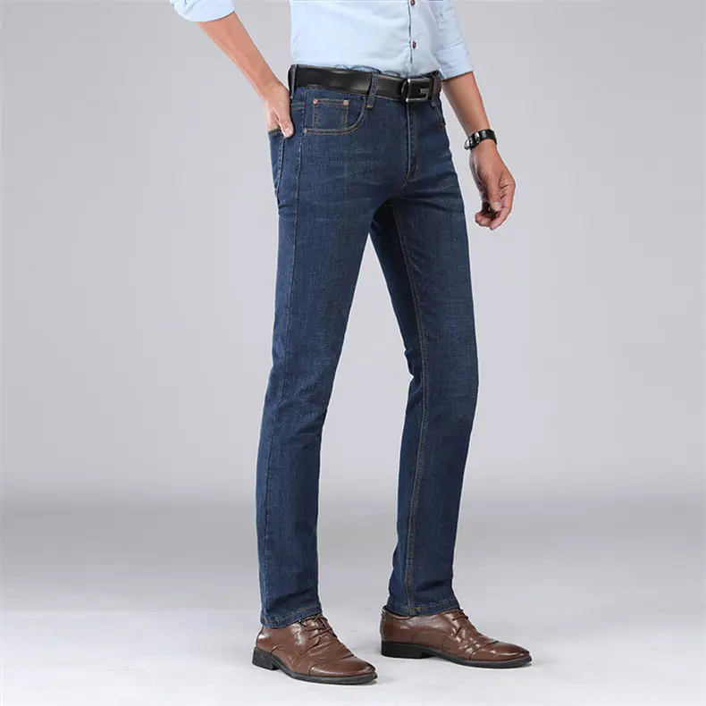 Brand 2019 New Men's Jeans Business Casual Elastic Cotton Stretch Slim Jeans Spring Straight Classic Trousers Denim Pants Male 02