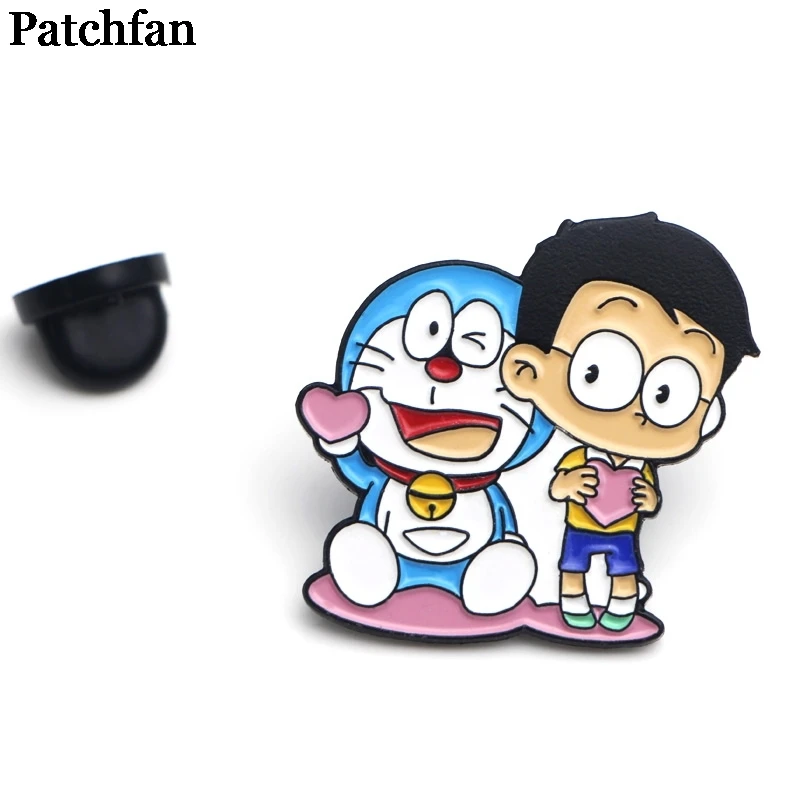 

20pcs/lot Doraemon Zinc Cartoon Pins men women Shirt Charm Coat insignia Clothes backpack Accessory medal Badges Brooches A2071
