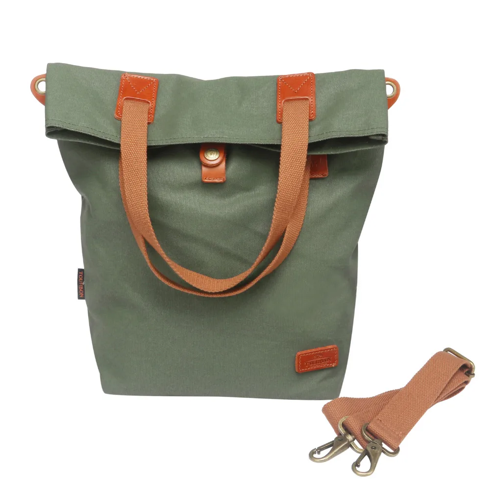 Clearance Tourbon Retro Bicycle Bag Bike Rear Seat Carrier Bags Vintage Cycling Pannier Bags Pack Green Waxed Canvas Waterproof Pouch 3