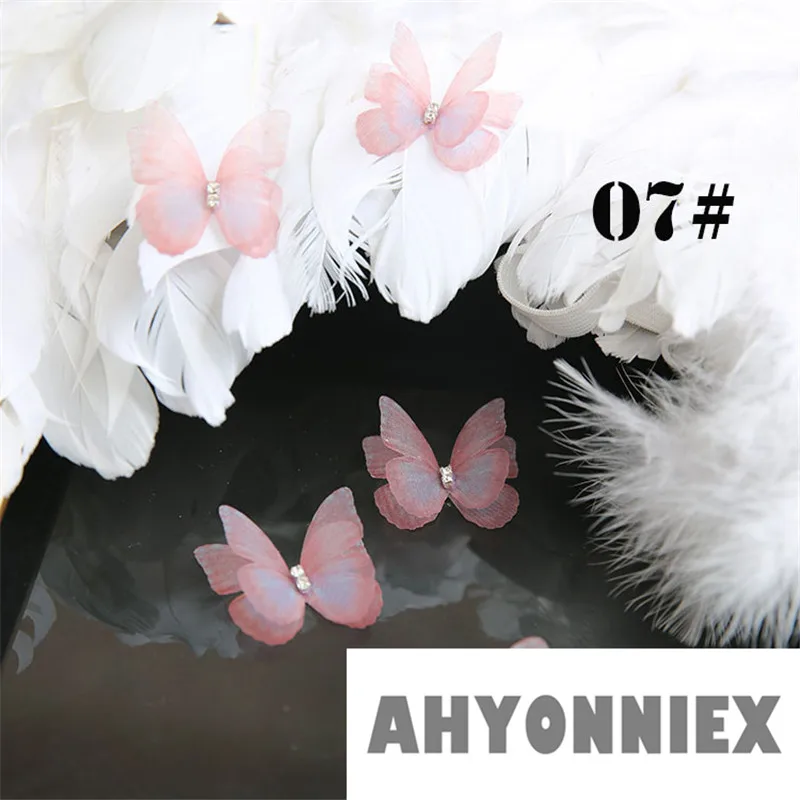 AHYONNIEX двухслойная атласная шифоновая пряжа нашивки бабочки Пришивные аппликации