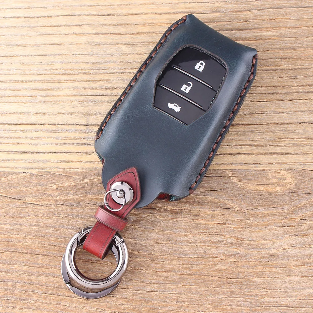 Чехол для ключей DANDKEY из натуральной кожи для Toyota Camry RAV4 Crown Highlander Corolla с 3 кнопками