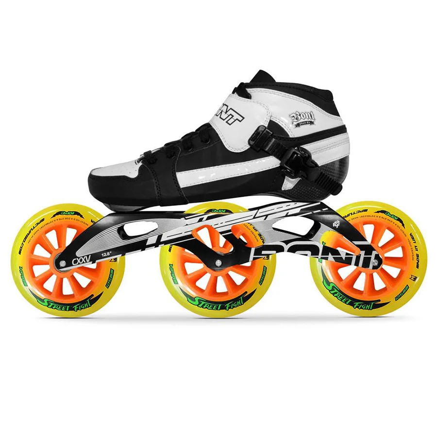 

100% Original Bont Pursuit 2PT 195MM 2PF CXXV Speed Inline Skates Heatmoldable Carbon Fiber Boot Frame 3*125mm Wheels Patines