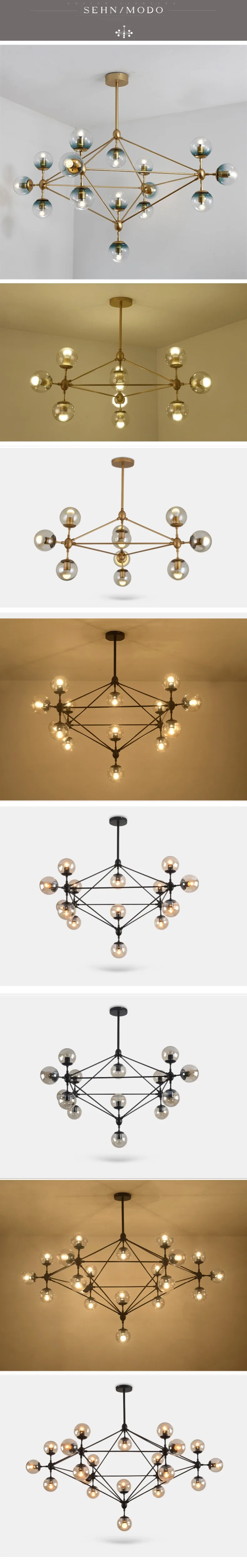 Lustre de Iluminação Design Italiano Globo Sala Estar Quarto Cozinha Ilha Lustre Bolha Vidro Preto Cor Ouro Rosa 4 Cheap Lustres