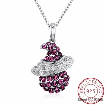 

Trendy 925 Sterling Silver Crystal from Cute Witch Pendant Necklaces for Women Silver Necklace Jewelry Gift