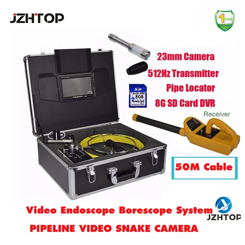 50Meter-Cable-Pipeline-Inspection-Camera-Recording-Drain-Sewer-Snake-Camera-Pipe-Locator-Receiver-23mm-Camera-Head