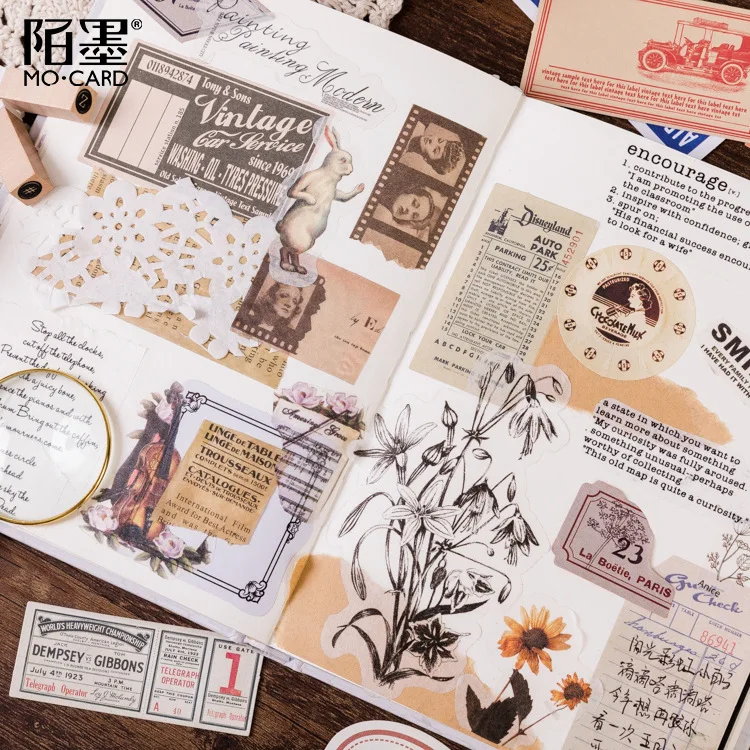 60pcs/box Retro Scrapbooking Sticker Matchbox Diary Planner Decorative Mobile Craft Stationery Cute Bullet Journal Sticker Label
