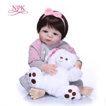 NPK Lebensechte Silikon Reborn Baby Menina Lebendig 23 ''Neugeborenen Baby Puppen Volle Vinyl Körper Kid Brinquedos Baden Spielzeug Geschenke(China)