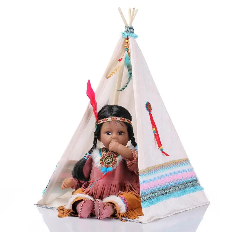 

Very popular&rare NATIVE AMERICAN INDIAN Reborn Baby Doll 20" 50cm Silicone baby dolls Reborn Babies Brinquedos Juguetes Gifts