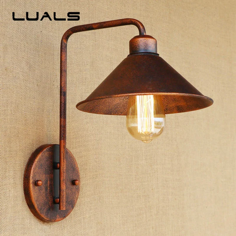 Loft Style Vintage Wall Lights Creative Iron Simple Rusty Color Wall