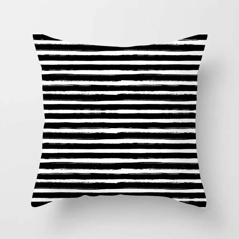 Nordic black and white geometric plaid stripes cushion cover (24)