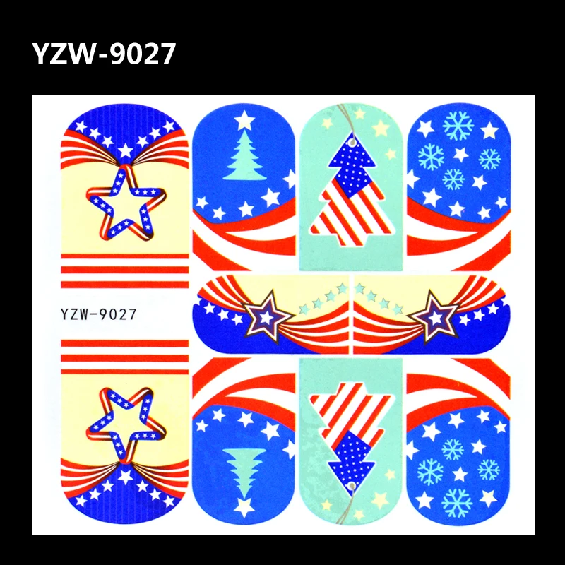 

YZWLE 1 Sheet Nail Art Decal Star Holiday Tree Designs Full Cover Water Transfers Stickers For Nails DIY Decoration Accessories