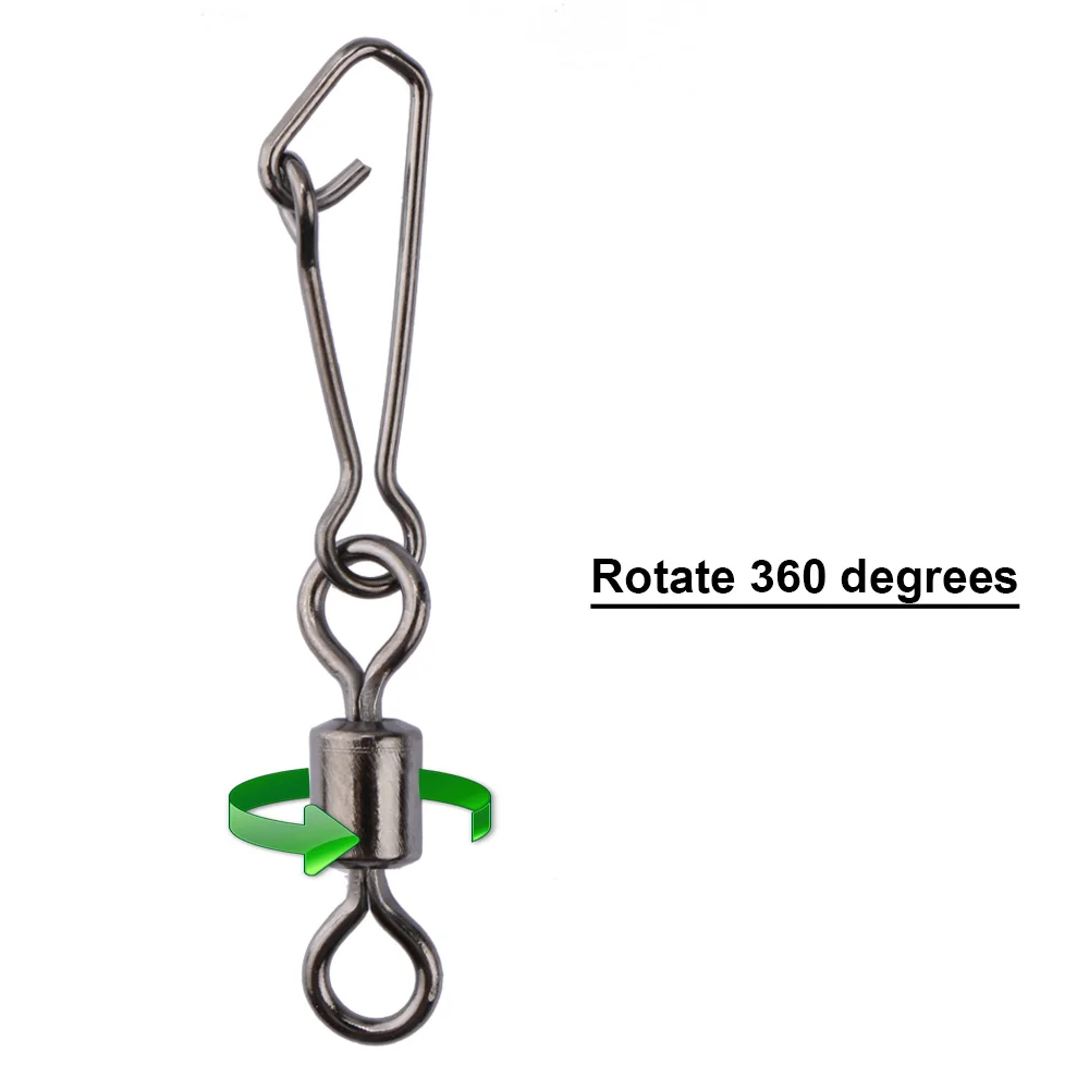 Giros de Pesca de Aço Giratória com Enganchada ms + ql Goture Lote Inoxidável Rolling Snap Pesca Gancho Conector 200 Pçs –