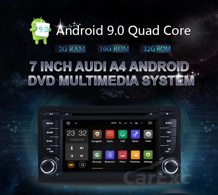Best 7 Inch Android  9.0 Car DVD Player For Audi/A4/S4 2002-2008 With Canbus Wifi FM/AM GPS Radio Multimedia Screen Navi Carplay 1
