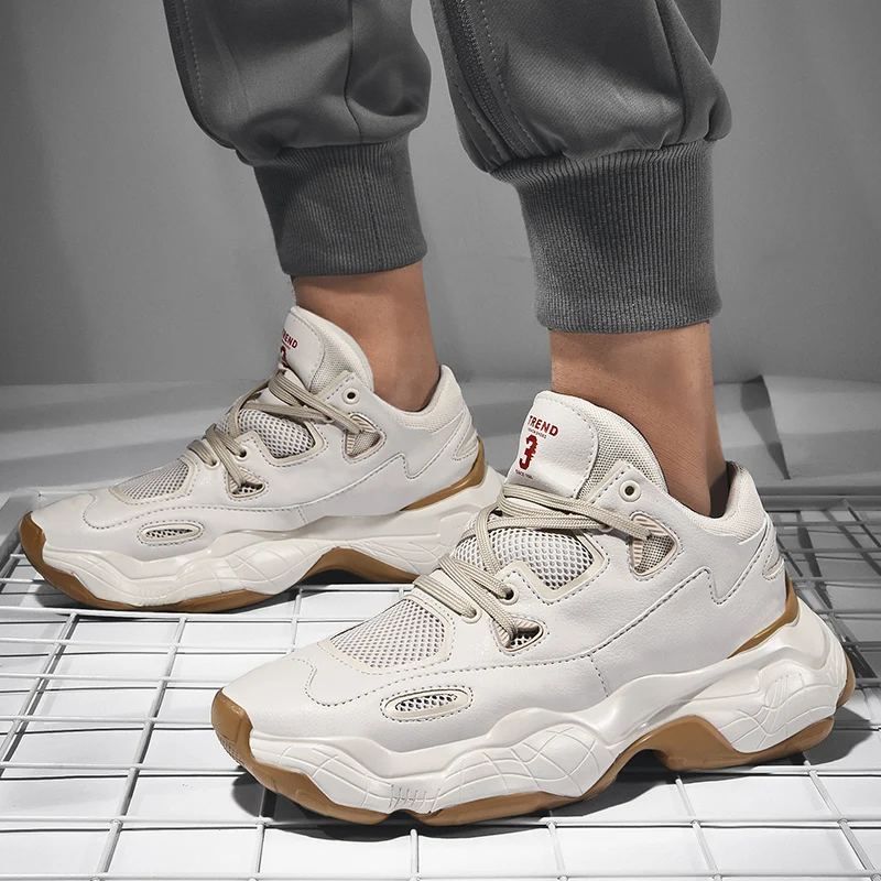 

ZCDOMLER Top Quality Men's Casual Shoes 2019 Mens White Sneakers Brand Kanye Trend Dad Shoes White Breathable Mens Trainers