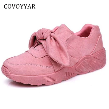 

COVOYYAR Sweet Big Bow Women Sneakers 2019 Spring Autumn Hot Sale Solid Casual Shoes Slip On Flat Women Trainers WSN158