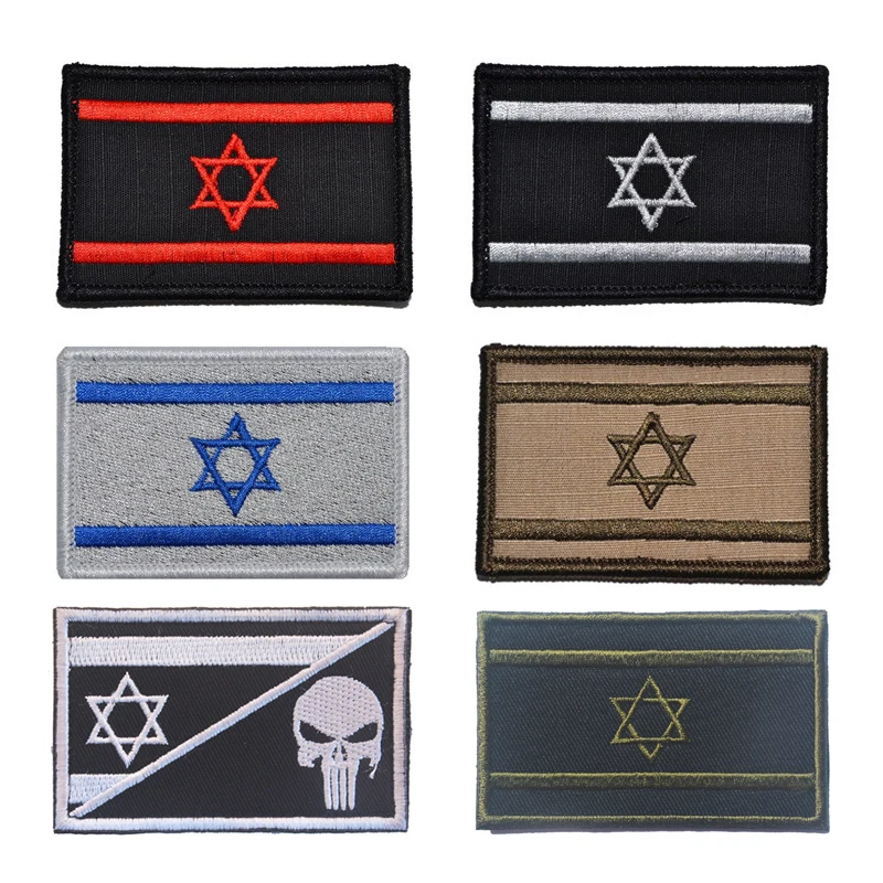 

Israel Flag Patches 3D Embroidered military patch Skull Army Moralel patches Badges for Military uniforms bags with Hook&Loop
