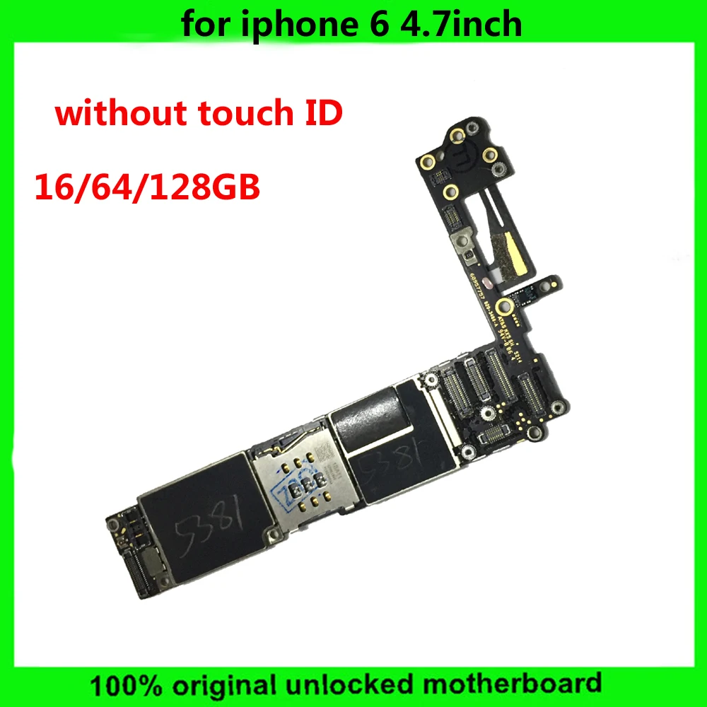 

For IPhone 6 Original Motherboard 16GB 64GB 128GB IOS system Logic Board Unlocked without Touch ID 100% Good Working mainboard