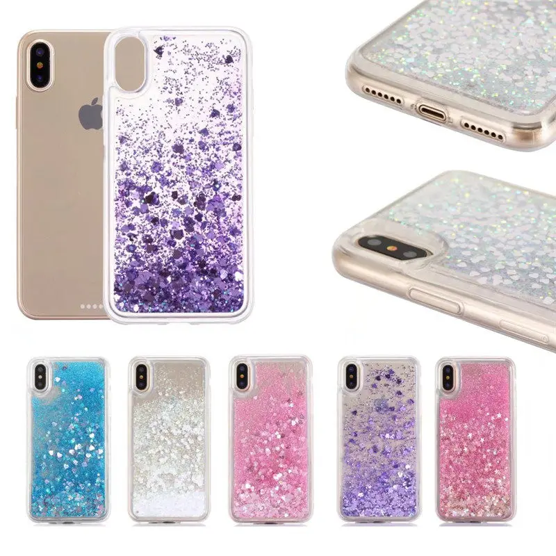

For Apple Love Heart Stars Glitter Liquid Quicksand Silicone Back Cover For iphone XS MAX XR 5 5S 6 6S 7 8 plus X Soft TPU Case