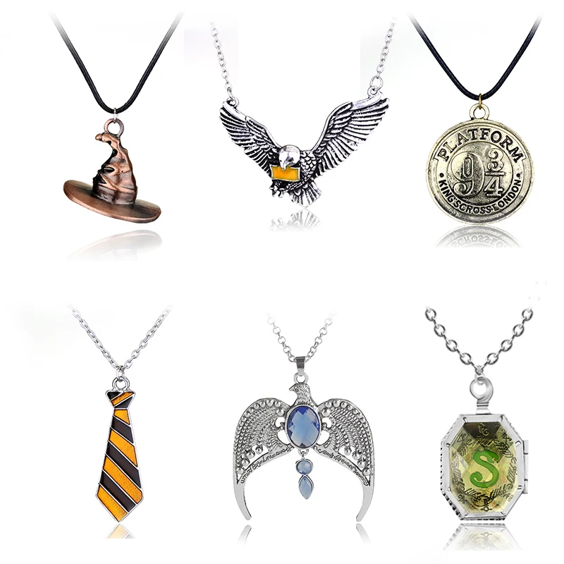 

HP Movie Magic Sorting Hat Horcrux Pendant Lost Diadem of Ravenclaw Lord Owl Necklace School Badge Tie Knot 9 and 3/4 Time