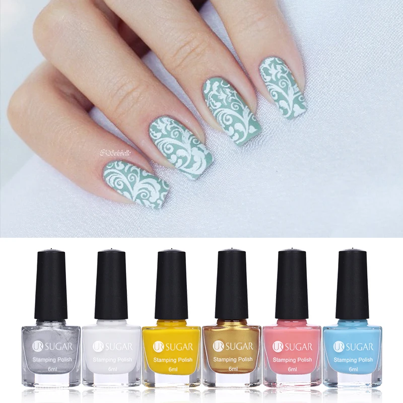

6ml UR SUGAR Stamping Polish Colorful Nail Art Plate Printing Polish Nail Lacquer Varnish 12 Colors