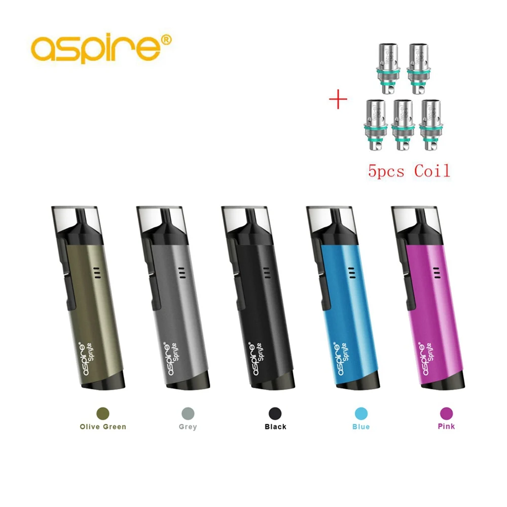 

Aspire Spryte AIO Kit Electronic Cigarette Vape pen with 5pcs 1.2ohm coils Built-in 650mAh Battery 3.5ml E cigarettes vs ijust S