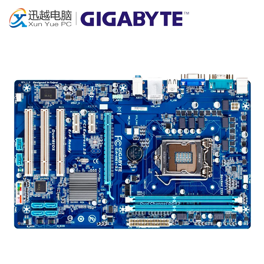 

Gigabyte GA-H61-S3 Desktop Motherboard H61-S3 H61 LGA 1155 i3 i5 i7 DDR3 16G ATX
