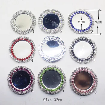 

New Hot 5Pcs 25mm Round Diy jewelry Accessories rhinestones pedestal embellishments caps Decoration For Making White
