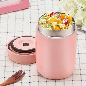 

Stainless Steel Vacuum Flask Student Insulated Lunch Box Large Capacity Children's Cup Lovers Green and Pink Color