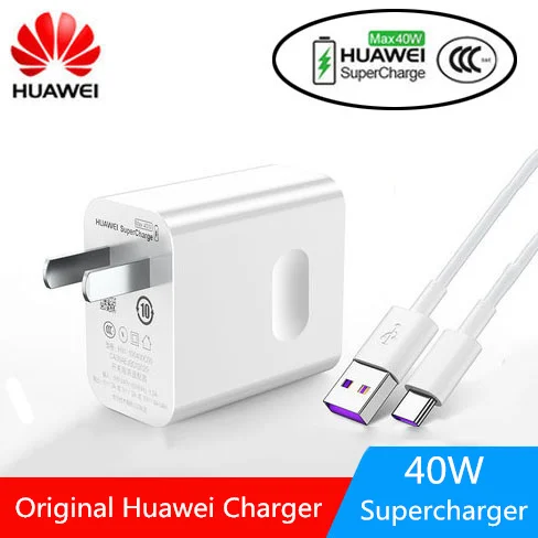 

Original HUAWEI Mate20 Fast Super Charger 10V4A 40W USB Fast Charger Adapter 5A USB3.1 TYPE-C Fast Cable For Honor9 10 P20 P10