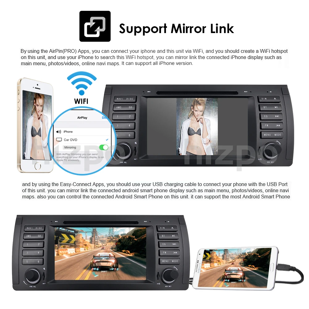 Top 2din car radio dvd gps android 9.0 1024*600 Quad core For BMW E39 E53 M5(1996-2007) with Bluetooth Phonelink BT 1080P DAB+ Maps 2