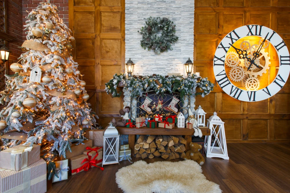 HUAYI Christmasbackdrop photography backdrops Christmasdecorations fireplac for home indoor Christmasvinyl tree Xt-7240 | Электроника