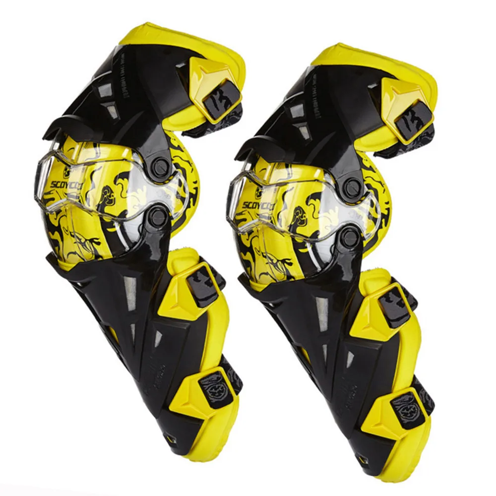 SCOYCO мотоциклетные наколенники защитные щитки броня для мотокросса внедорожное оборудование Наколенники Защита Защитное снаряжение аксессуары - Цвет: Цвет: желтый