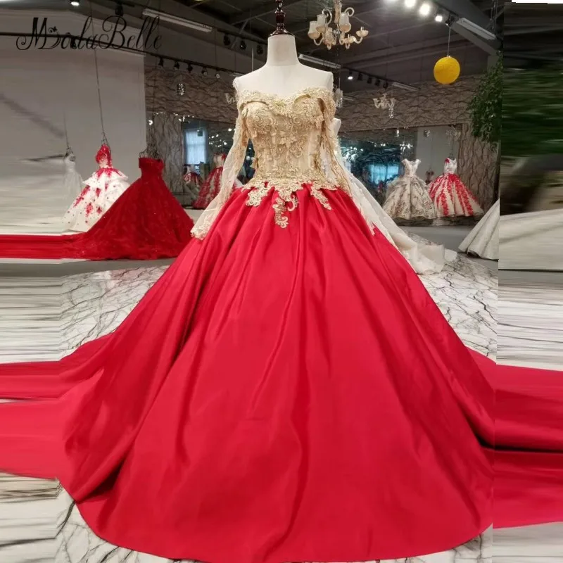 Бальное платье modabelle 2018 красного и золотого цвета вечерние платья с рукавами