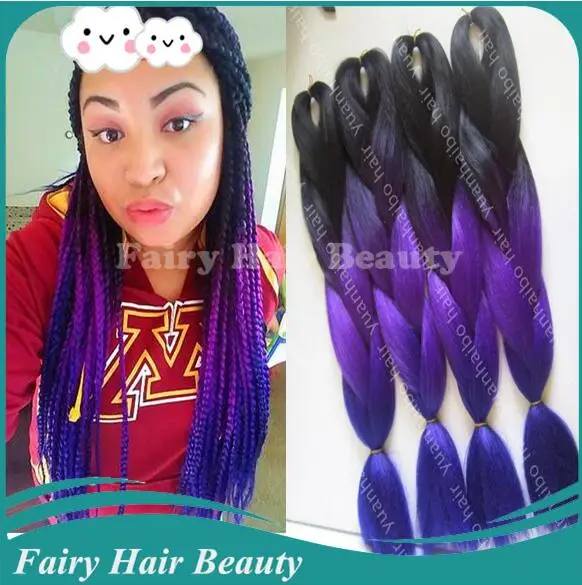 Top Fashion 24inch Synthetic Hair Ombre Braiding Black Purple 24inch Synthetic Hair Ombre Braiding Black Purple Blue 3