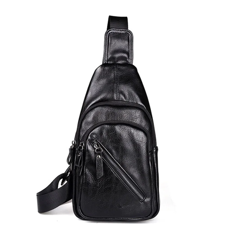 

Awen Shaw PU Leather Men's Crossbody Bag Casual USB Charging Chest Bag Simple Mini Sling Bag For Men Anti-theft Tote New Arrival
