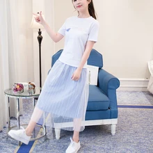 Летняя женская Тюлевая плиссированная юбка черная высокая талия миди юбки тонкие шифоновые сетчатые пряжа Свободные женские длинные юбки aa161