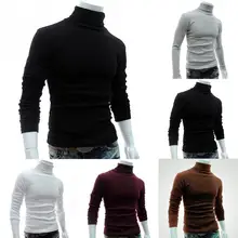 Autumn Winter Men Slim Warm Cotton High Neck Pullover Jumper Sweater Top Long Sleeve Turtleneck Solid Outwear Sweater
