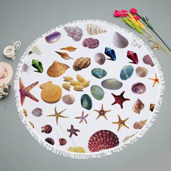 

Diameter 150cm Summer Printed Round Beach Towel Picnic Mats Bath Towels Women Tassel Scarf Shawl Tablecloth Beds Sheets Yoga Mat