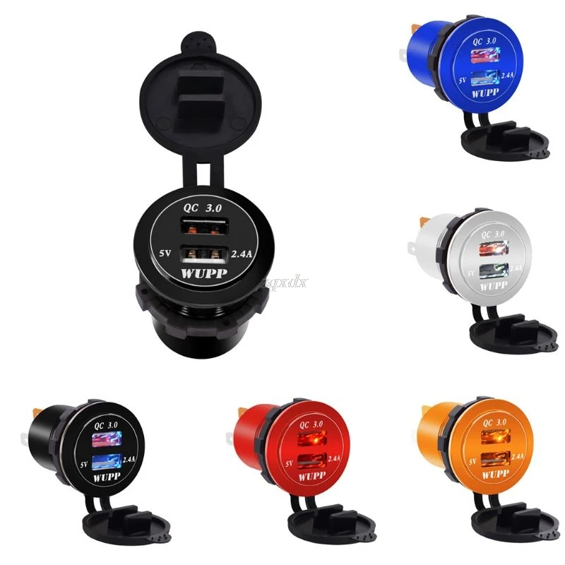 

Car Quick Charger QC 3.0 Power Adapter Dual USB Vehicle DC 12 V-24 V Cigarette Socket Lighter 2 port For iPhone Android