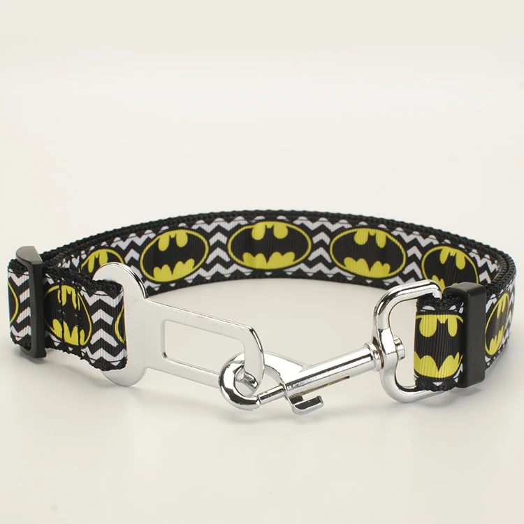 Одиночный поводок для собак, ошейник для собак, ремень безопасности, брелок для ключей, 1 дюйм волнистая лента с рисунком Бэтмена - Цвет: safety belt 48 -75cm
