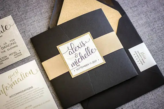  CA0901 Fully Assembled Pocketfold Wedding Invitations - 32905885275