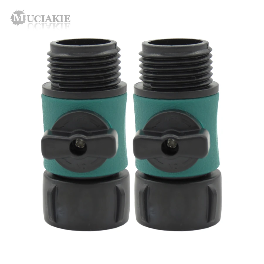 

MUCIAKIE Car Wash Tap 3/4 Male to 3/4'' Female Thread Water Gun Adapter Cranes Quick Connector with Valve Irrigation Garden Hose