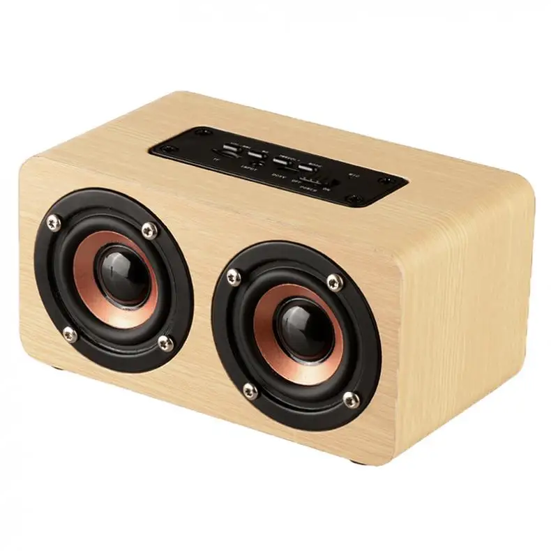 W5 10 Вт 52 мм двойной рожок деревянный 4,2 Bluetooth динамик с AUX аудио воспроизведения и интерфейс Micro-USB для мобильного телефона/ПК - Цвет: Yellow Wood Grain